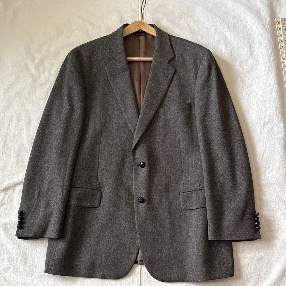 Brooks Brothers brown textured tweed sport jacket blazer size 46R Brown Flaws